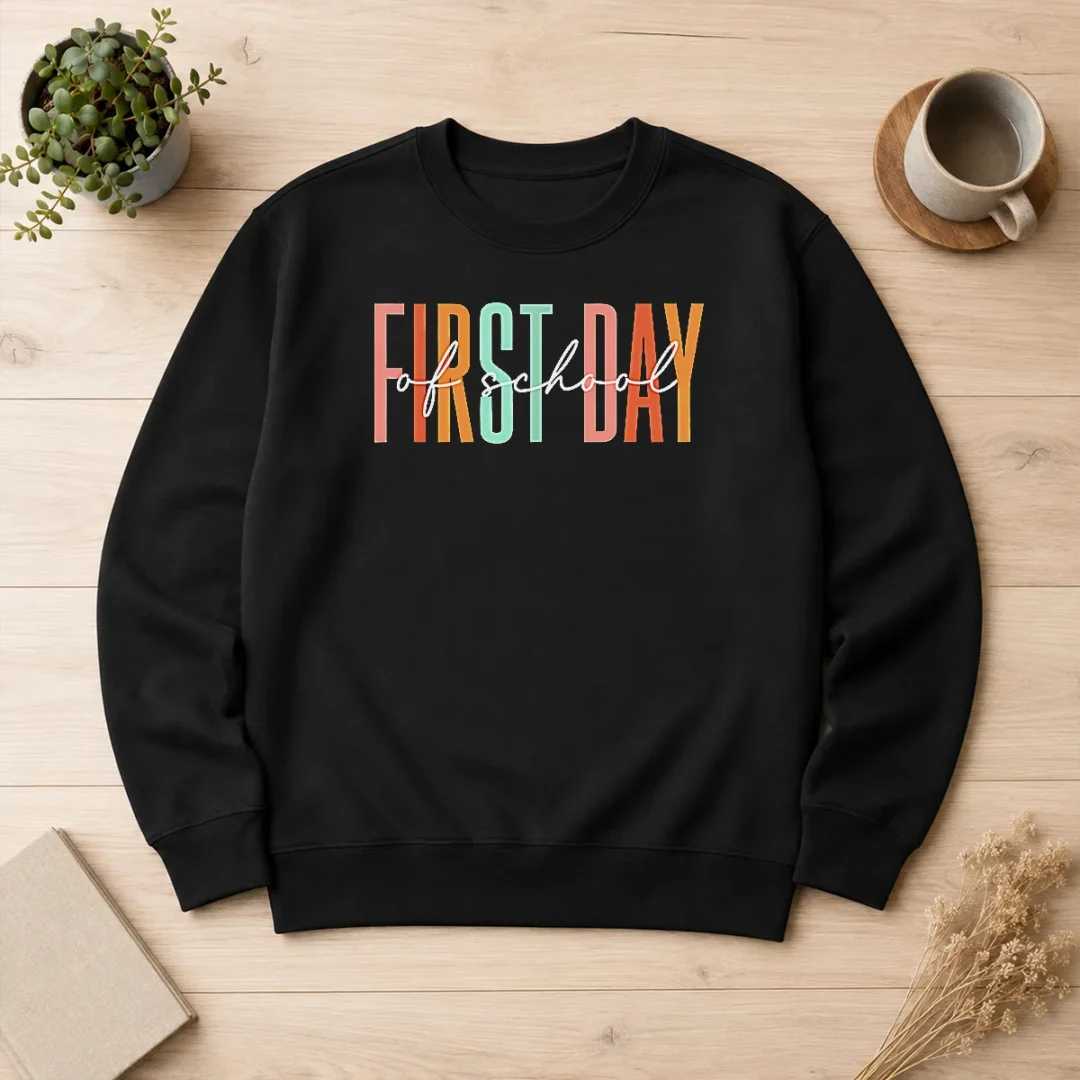 pretty-first-day-of-school-retro-typography-teacher-sweater Pretty First Day Of School Retro Typography Teacher Sweater