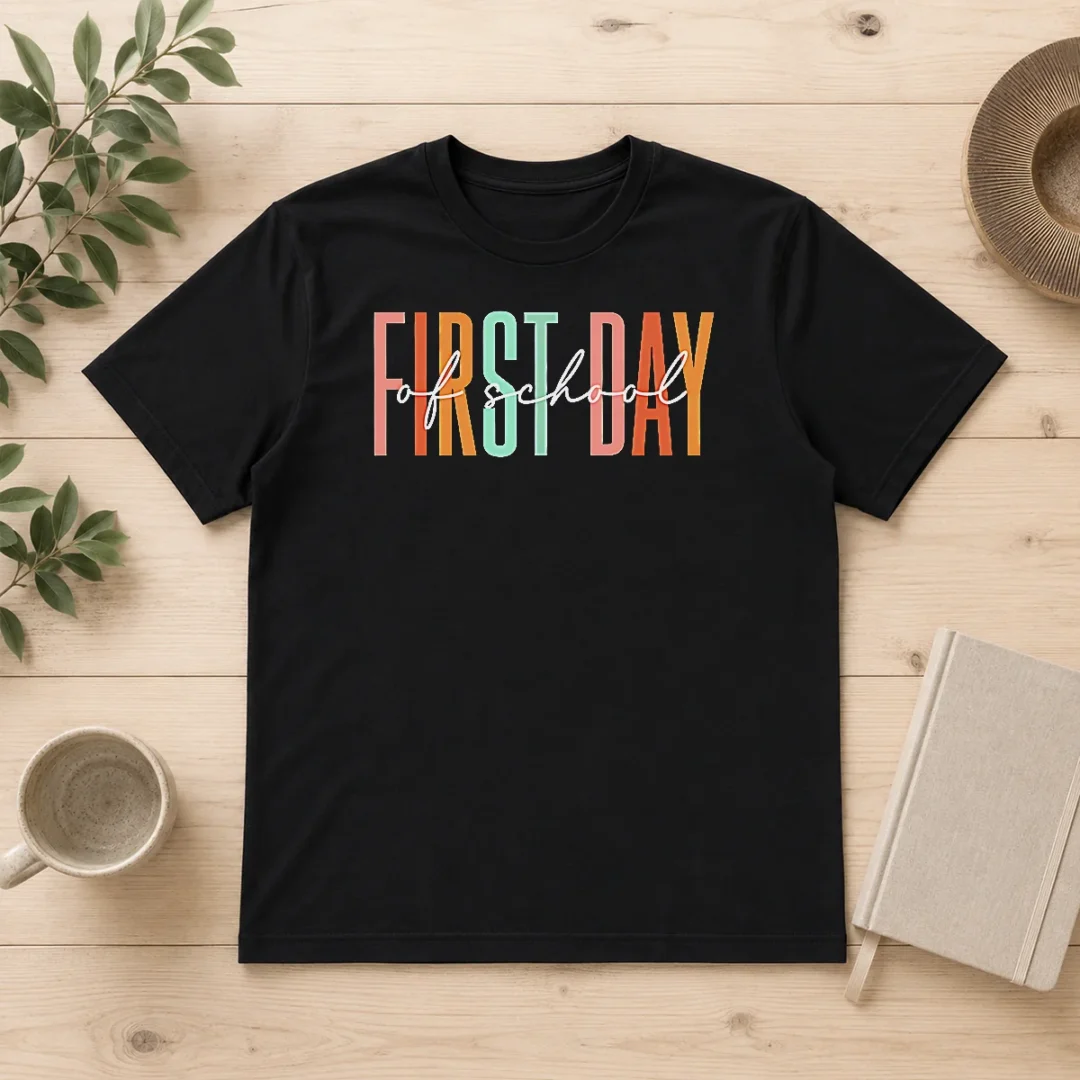 pretty-first-day-of-school-retro-typography-teacher-t-shirt-1 Pretty First Day Of School Retro Typography Teacher