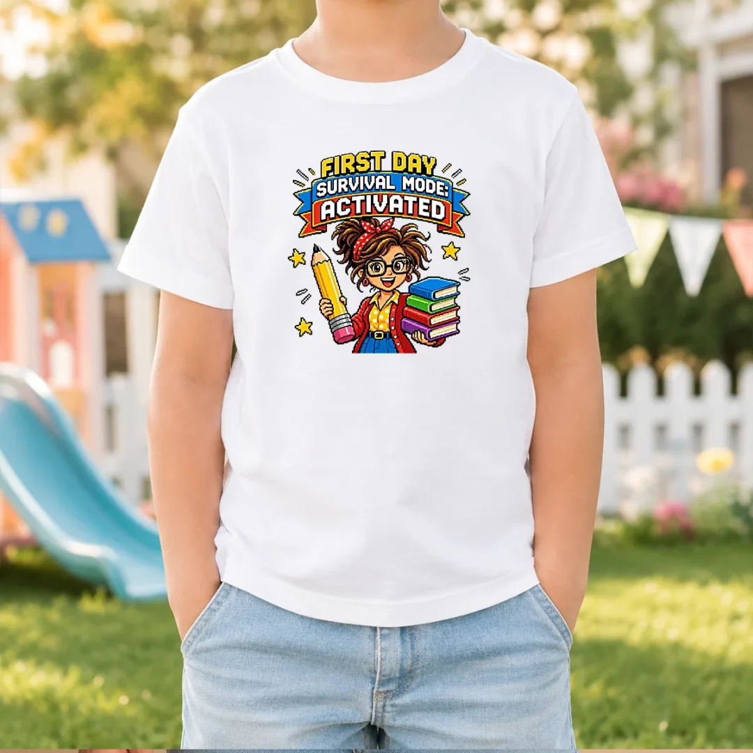 pretty-first-day-survival-mode-teacher-pixel-kids-t-shirt Pretty First Day Survival Mode Teacher Pixel Kids T-Shirt