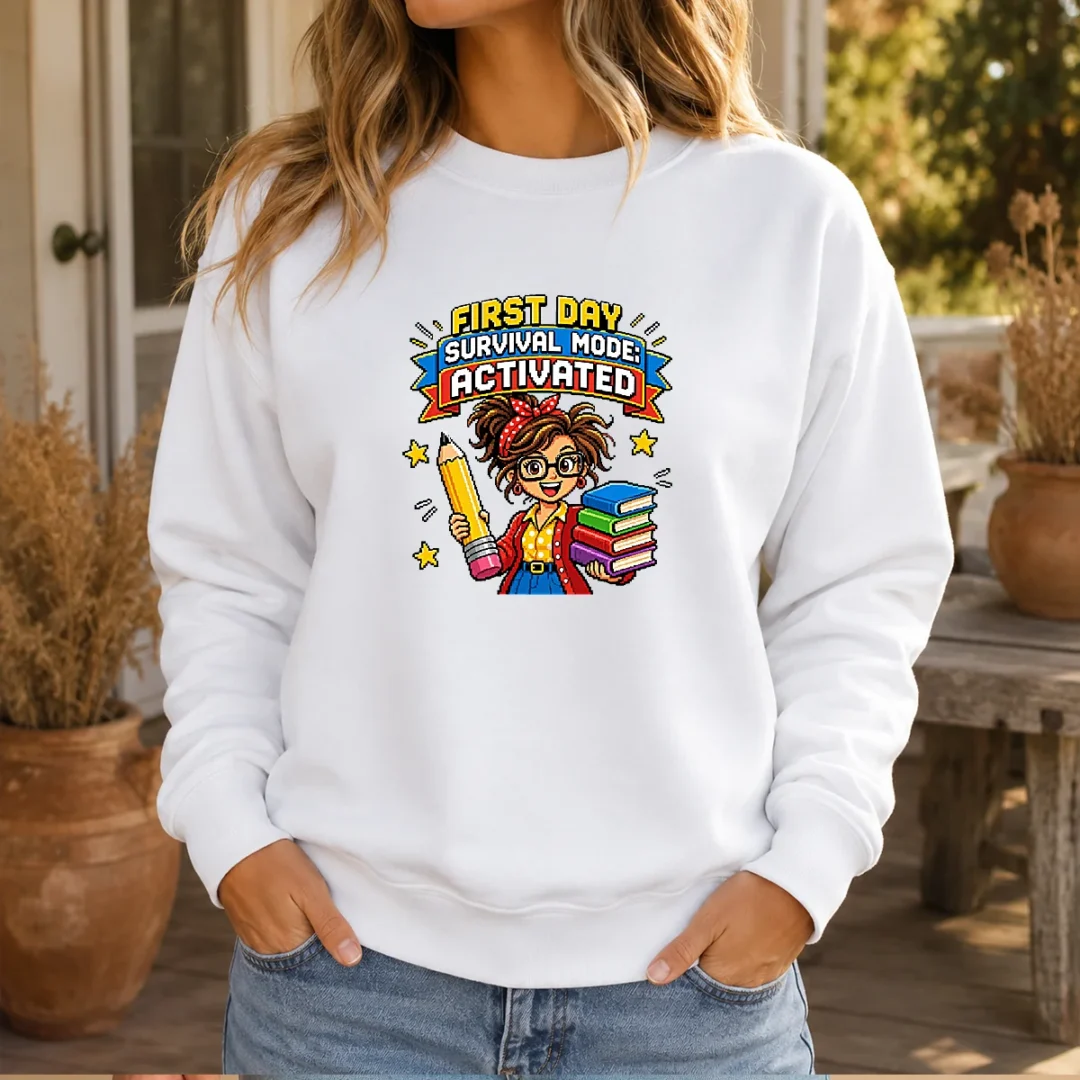pretty-first-day-survival-mode-teacher-pixel-sweater Pretty First Day Survival Mode Teacher Pixel Sweater