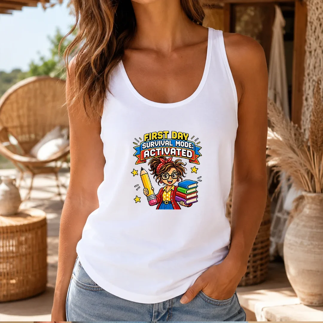 pretty-first-day-survival-mode-teacher-pixel-tank-top Pretty First Day Survival Mode Teacher Pixel Tank Top