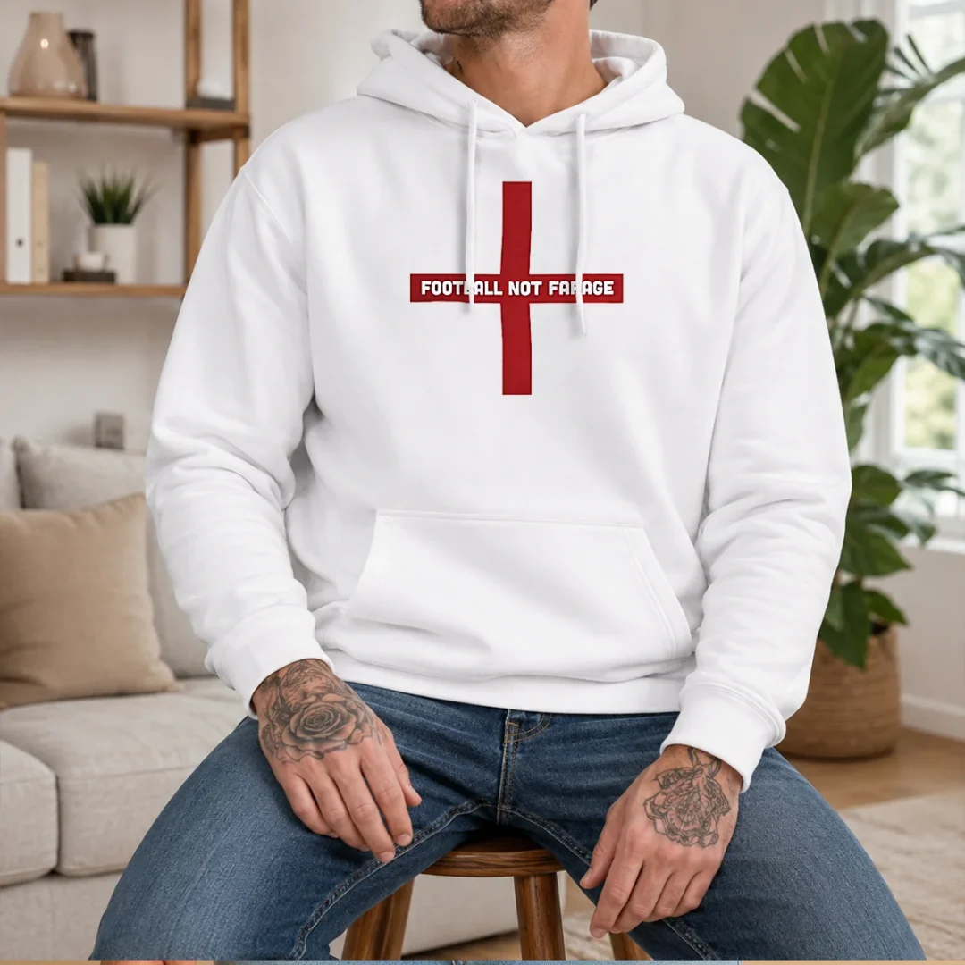 pretty-football-not-farage-england-st-george-s-cross-hoodie Pretty Football Not Farage England St George'S Cross Hoodie in a classic pullover style with front pocket and drawstring hood