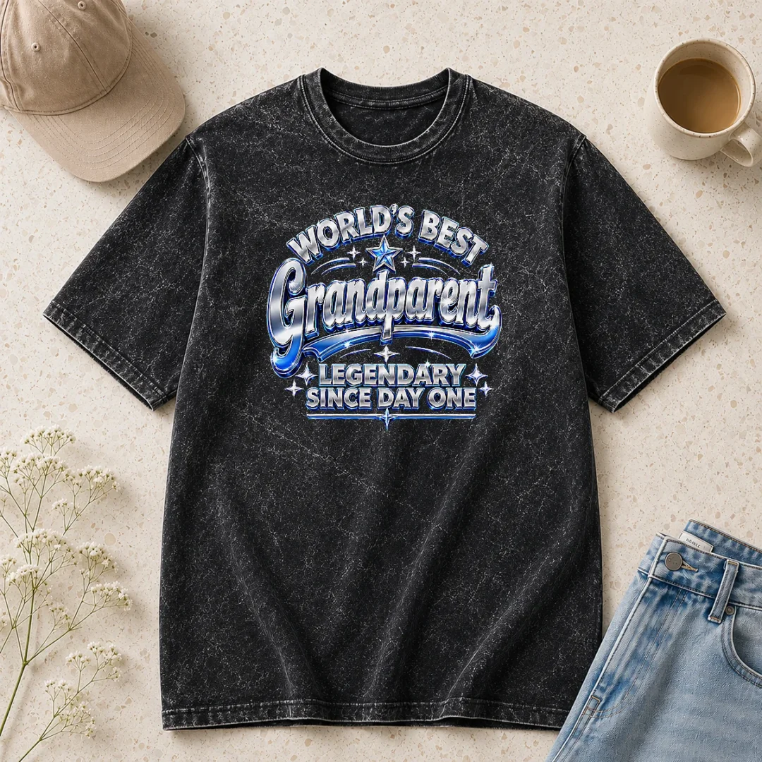 pretty-grandparents-day-legendary-since-day-one-y2k-washed-t-shirt Pretty Grandparents Day Legendary Since Day One Y2K Washed T Shirt in soft washed cotton fabric with vintage style print