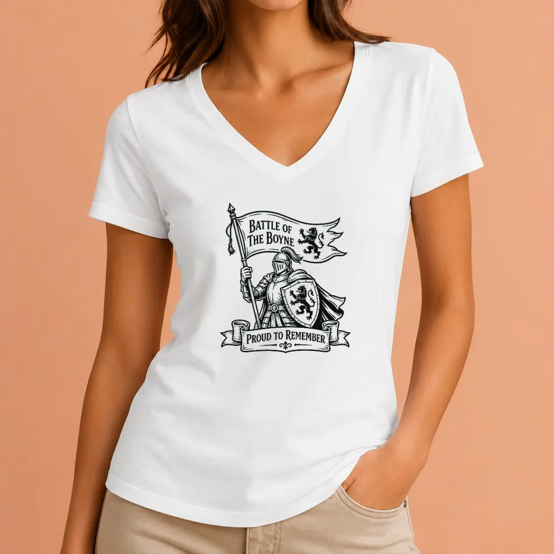 pretty-happy-battle-of-the-boyne-pride-line-art-v-neck-shirt Pretty Happy Battle Of The Boyne Pride Line Art V-Neck Shirt