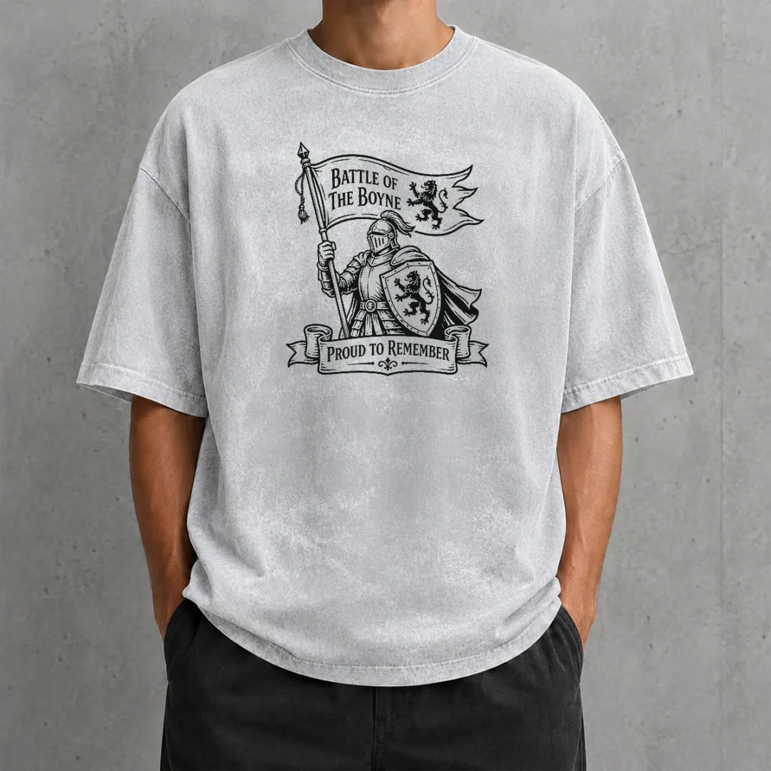 pretty-happy-battle-of-the-boyne-pride-line-art-washed-t-shirt Pretty Happy Battle Of The Boyne Pride Line Art Washed T Shirt in soft cotton fabric with vibrant line art print