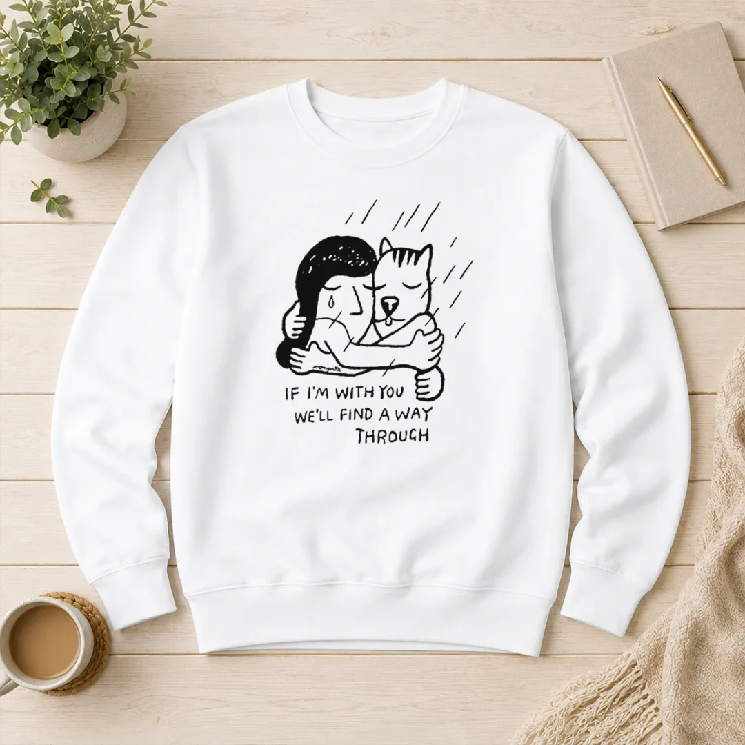 pretty-happy-girl-and-dog-hugging-if-i-am-with-you-we-will-find-a-way-through-sweater Pretty Happy Girl And Dog Hugging If I Am With You We Will Find A Way Through Sweater