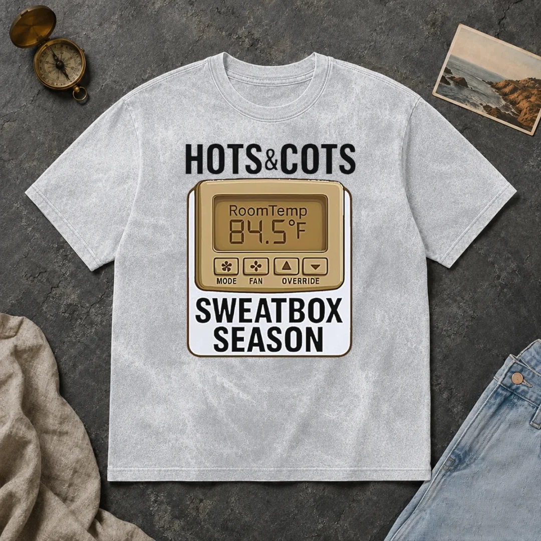 Pretty Hots And Cots Sweatbox Season Thermostat Washed T Shirt Pretty Hots And Cots Sweatbox Season Thermostat Washed T Shirt showing soft fabric and relaxed fit