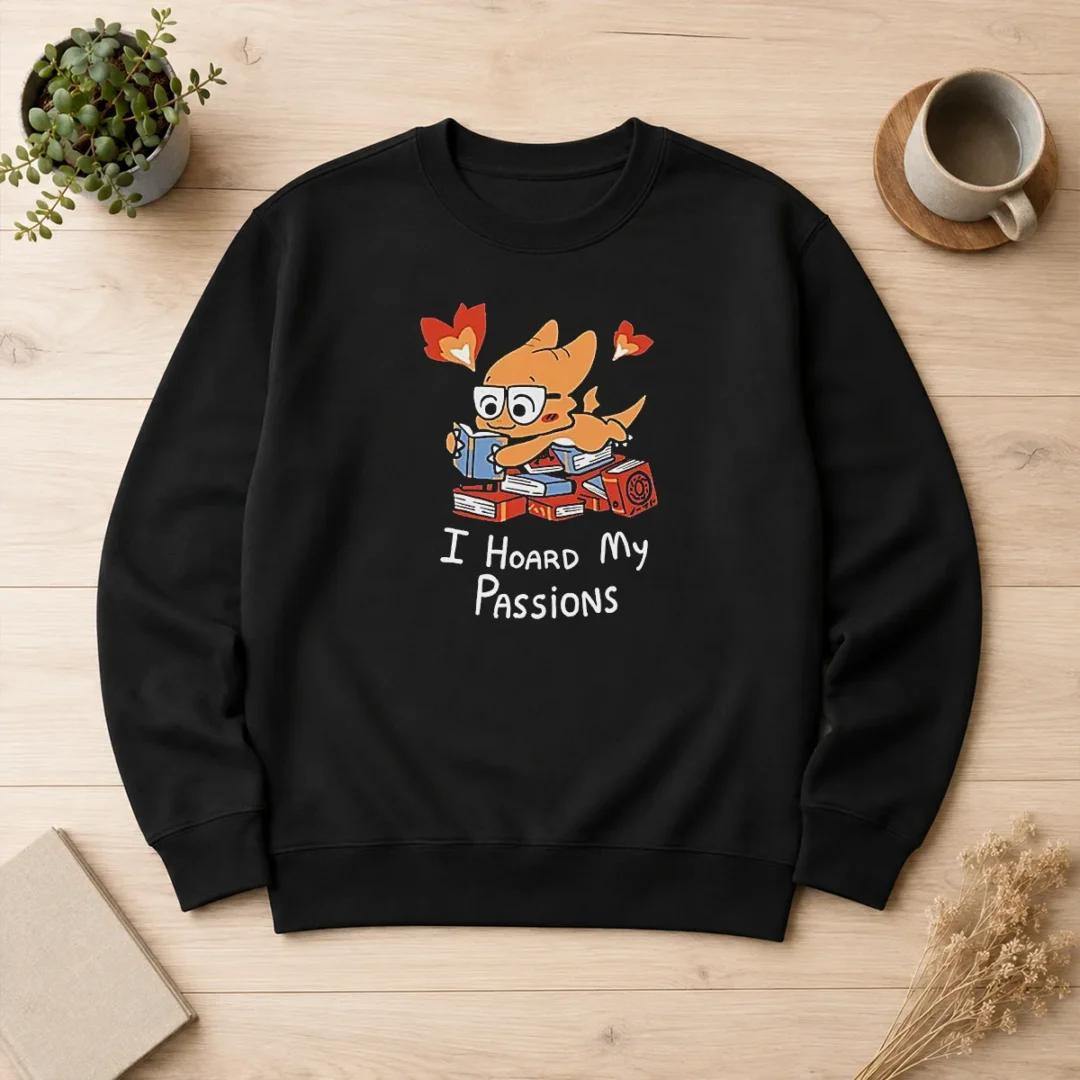 pretty-i-hoard-my-passions-cute-dragon-reading-books-sweater Pretty I Hoard My Passions Cute Dragon Reading Books Sweater