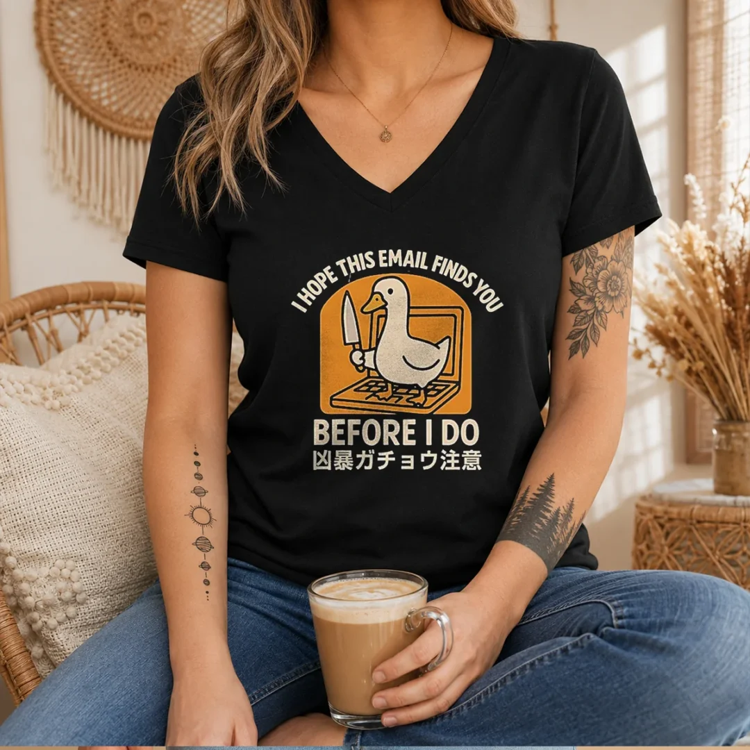 pretty-i-hope-this-email-finds-you-before-i-do-duck-v-neck-shirt Pretty I Hope This Email Finds You Before I Do Duck V-Neck Shirt