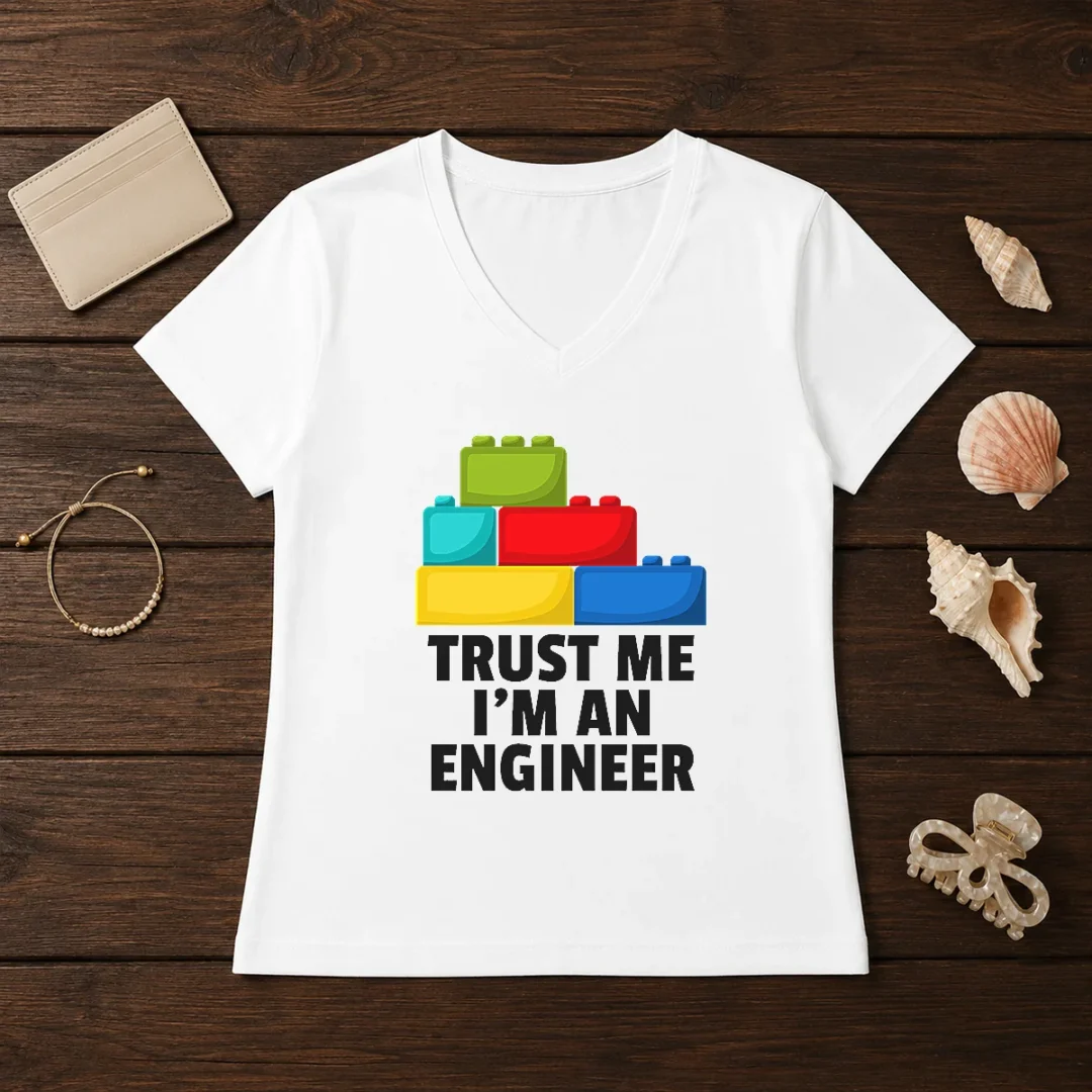 pretty-i-m-an-engineer-building-blocks-brick-toy-builder-v-neck-shirt Pretty I'M An Engineer Building Blocks Brick Toy Builder V Neck Shirt in soft fabric with short sleeves