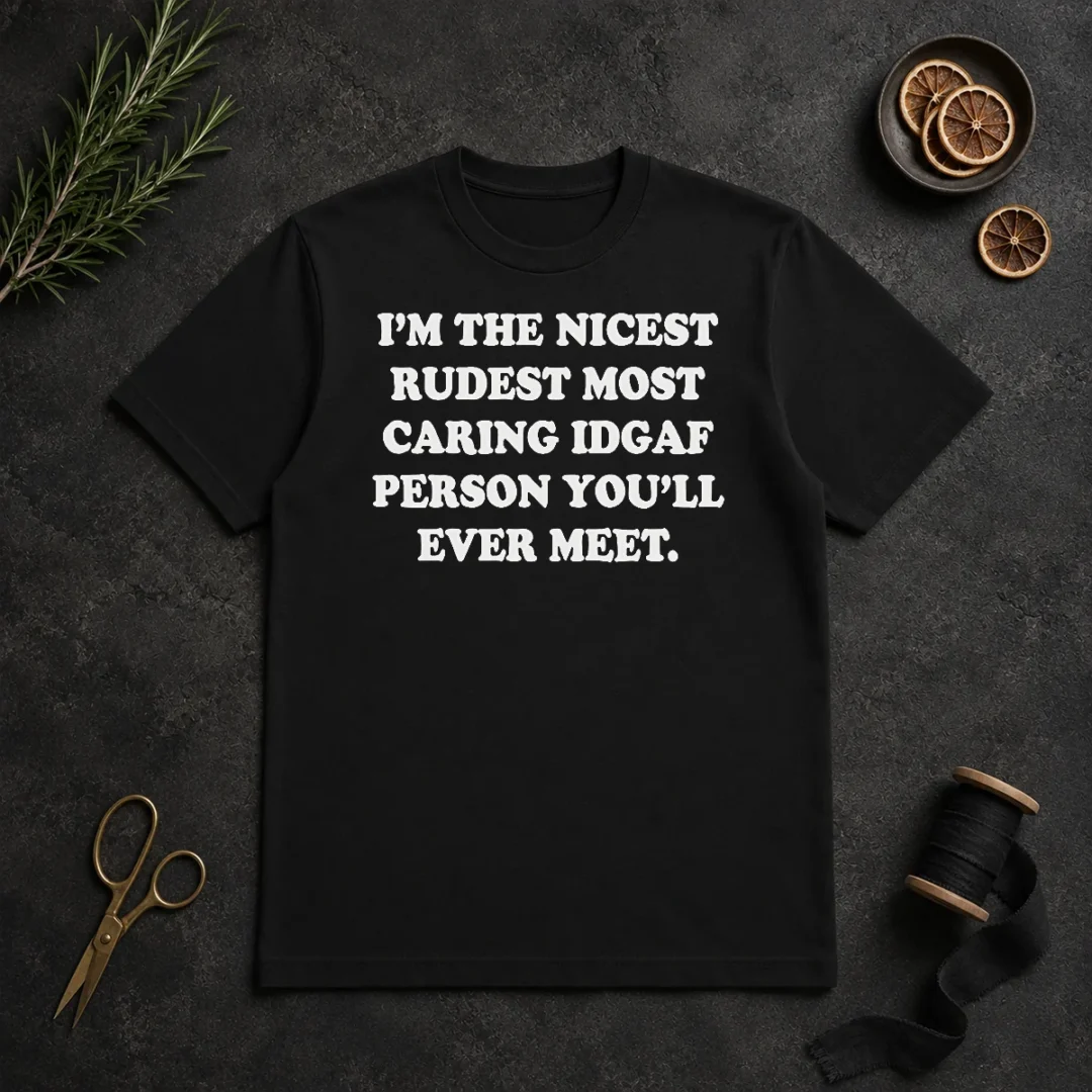 Pretty I'M The Nicest Rudest Most Caring IDGAF Person You'Ll Ever Meet t shirt Pretty I'M The Nicest Rudest Most Caring IDGAF Person You'Ll Ever Meet