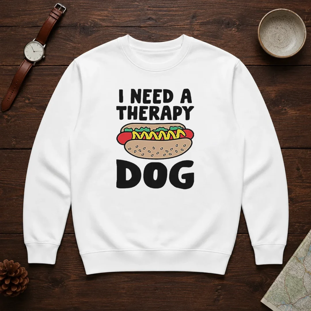 pretty-i-need-a-therapy-dog-hot-dog-pun-food-sweater Pretty I Need A Therapy Dog Hot Dog Pun Food Sweater