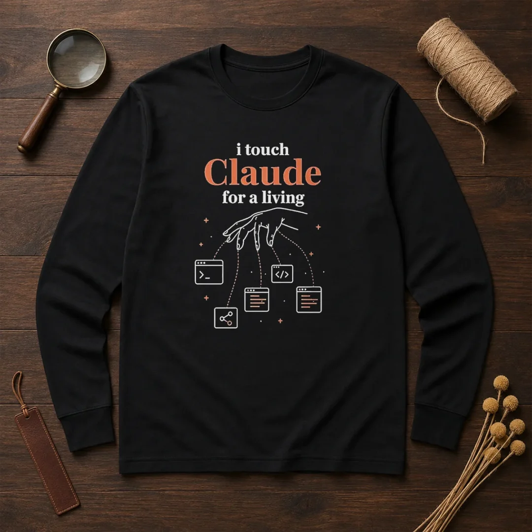 pretty-i-touch-claude-for-a-living-programmer-long-sleeve Pretty I Touch Claude For A Living Programmer long sleeve shirt in black with white text design