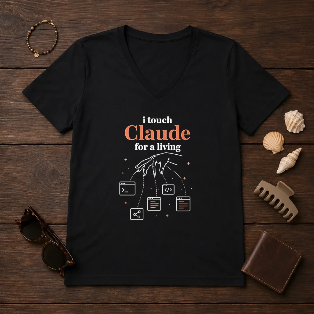 pretty-i-touch-claude-for-a-living-programmer-v-neck-shirt Pretty I Touch Claude For A Living Programmer V-Neck Shirt