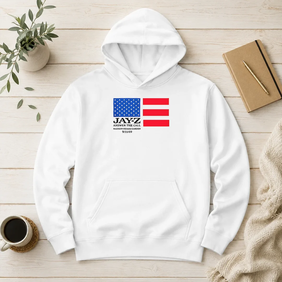 pretty-jay-z-answer-the-call-madison-square-garden-9-11-09-hoodie Pretty Jay Z Answer The Call Madison Square Garden 9 11 09 Hoodie in black with front graphic print