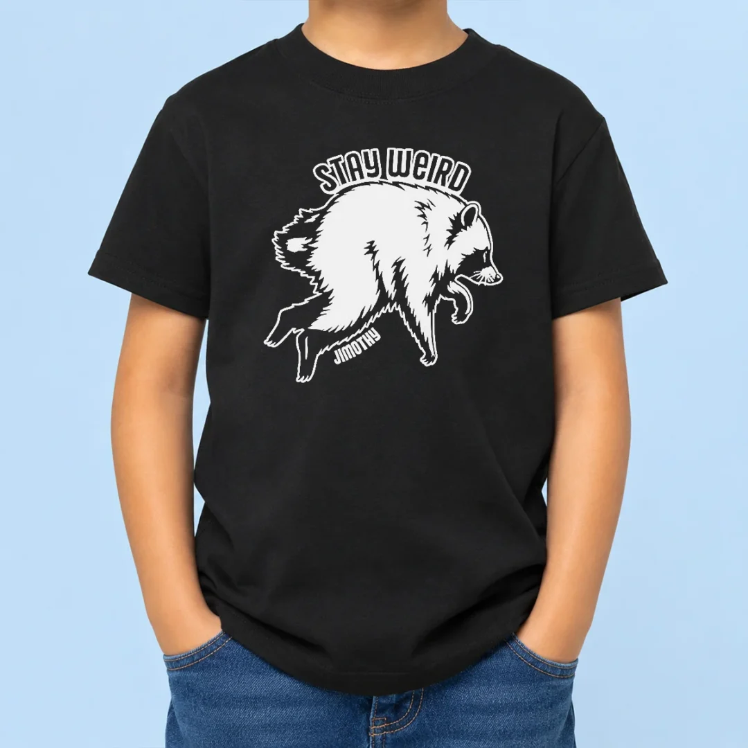 pretty-jimothy-stay-weird-seattle-raccoon-kids-t-shirt Pretty Jimothy Stay Weird Seattle Raccoon Kids T-Shirt