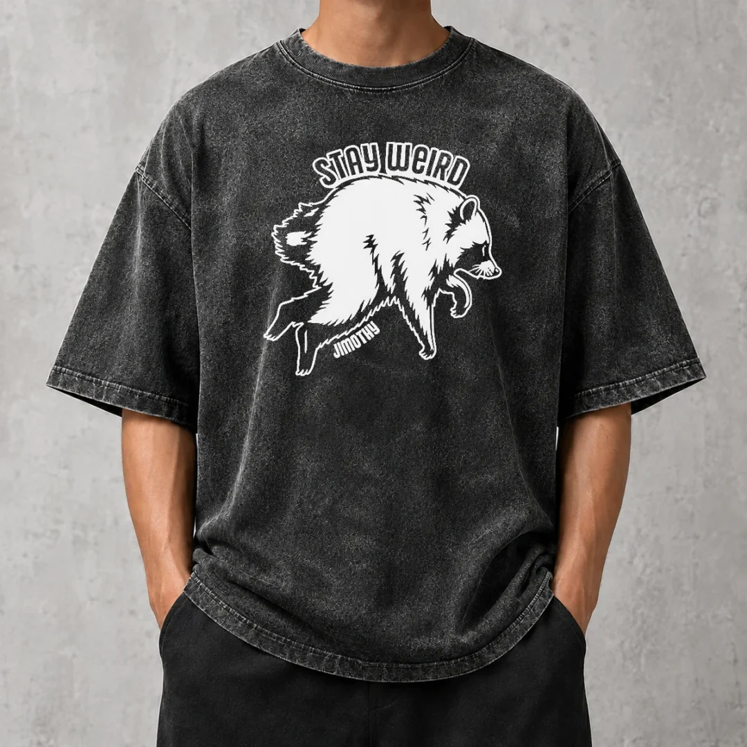 pretty-jimothy-stay-weird-seattle-raccoon-washed-t-shirt Pretty Jimothy Stay Weird Seattle Raccoon Washed T-Shirt