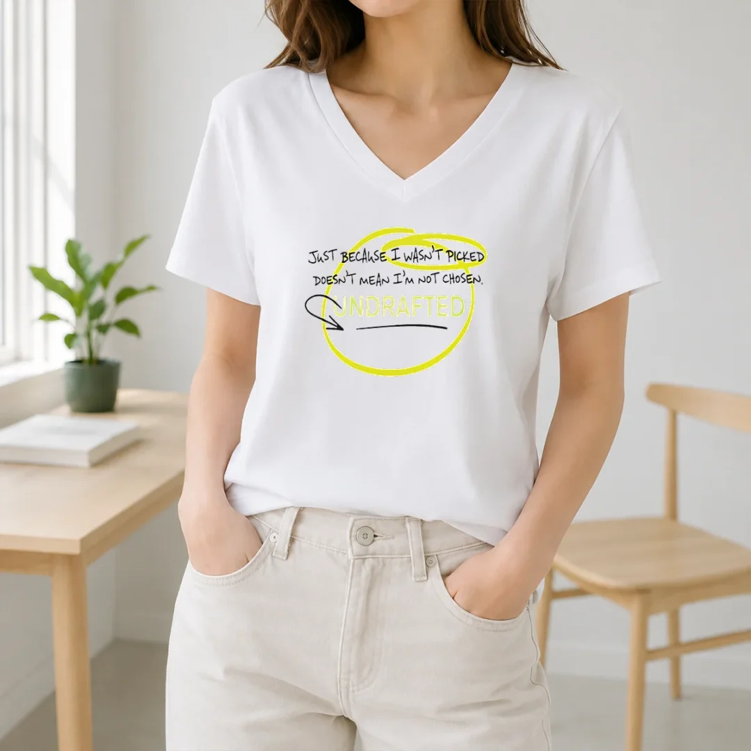 Pretty Just Because I Wasn'T Picked Doesnt Mean I'M Not Chosen Undrafted V Neck Shirt Pretty Just Because I Wasn'T Picked Doesnt Mean I'M Not Chosen Undrafted V-Neck Shirt