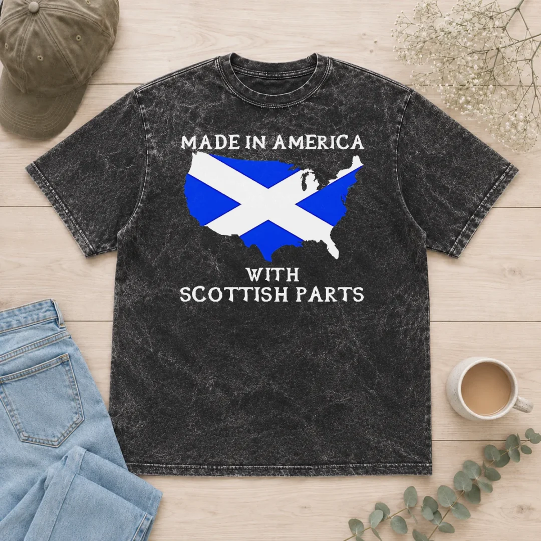pretty-made-in-america-with-scottish-parts-united-states-of-america-scotland-heritage-washed-t-shirt Pretty Made In America With Scottish Parts United States Of America Scotland Heritage Washed T-Shirt