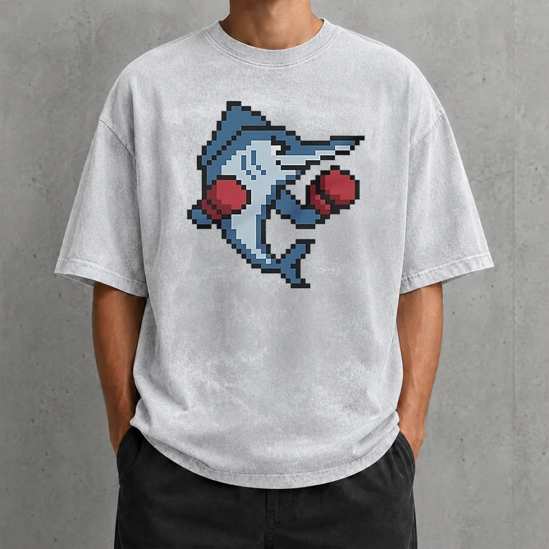 pretty-miami-marlins-mascot-wearing-gloves-el-caballo-pixel-style-washed-t-shirt Pretty Miami Marlins Mascot Wearing Gloves El Caballo Pixel Style printed on a soft washed t shirt in white