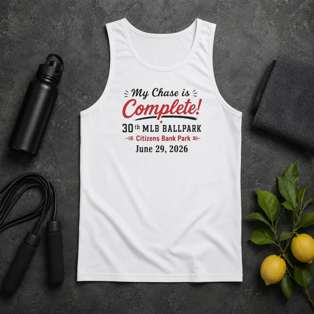 Pretty My Chase Is Complete 30th Ballpark Citizens Bank Park June 29 2026 tank top Pretty My Chase Is Complete 30th Ballpark Citizens Bank Park June 29 2026 Tank Top in white, front view