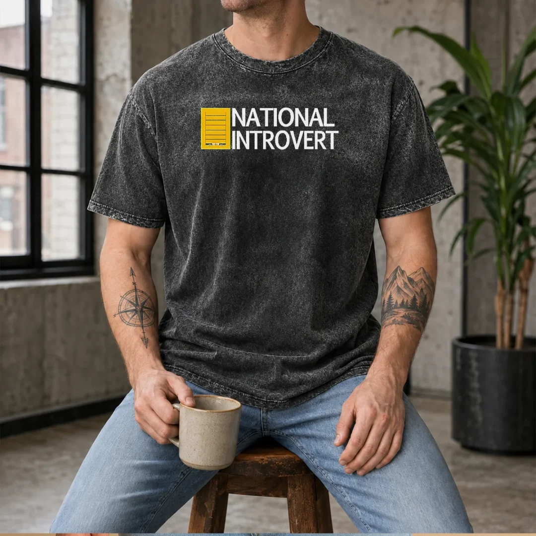 pretty-national-introvert-parody-logo-social-anxiety-washed-t-shirt Pretty National Introvert Parody Logo Social Anxiety Washed T Shirt in soft faded fabric with crew neck and short sleeves