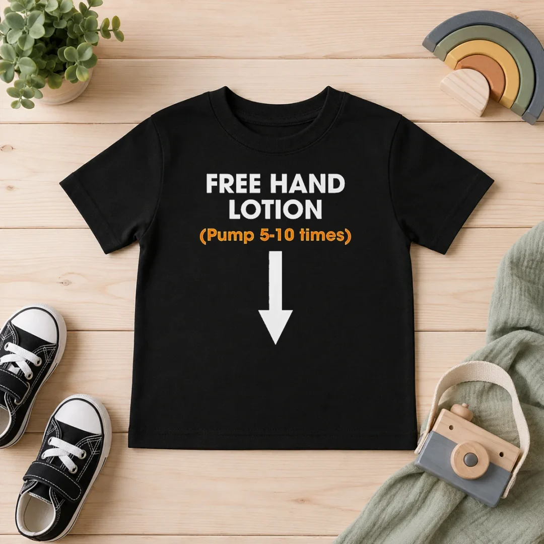 pretty-nice-free-hand-lotion-pump-5-10-times-kids-t-shirt Pretty Nice Free Hand Lotion Pump 5 10 Times Kids T-Shirt