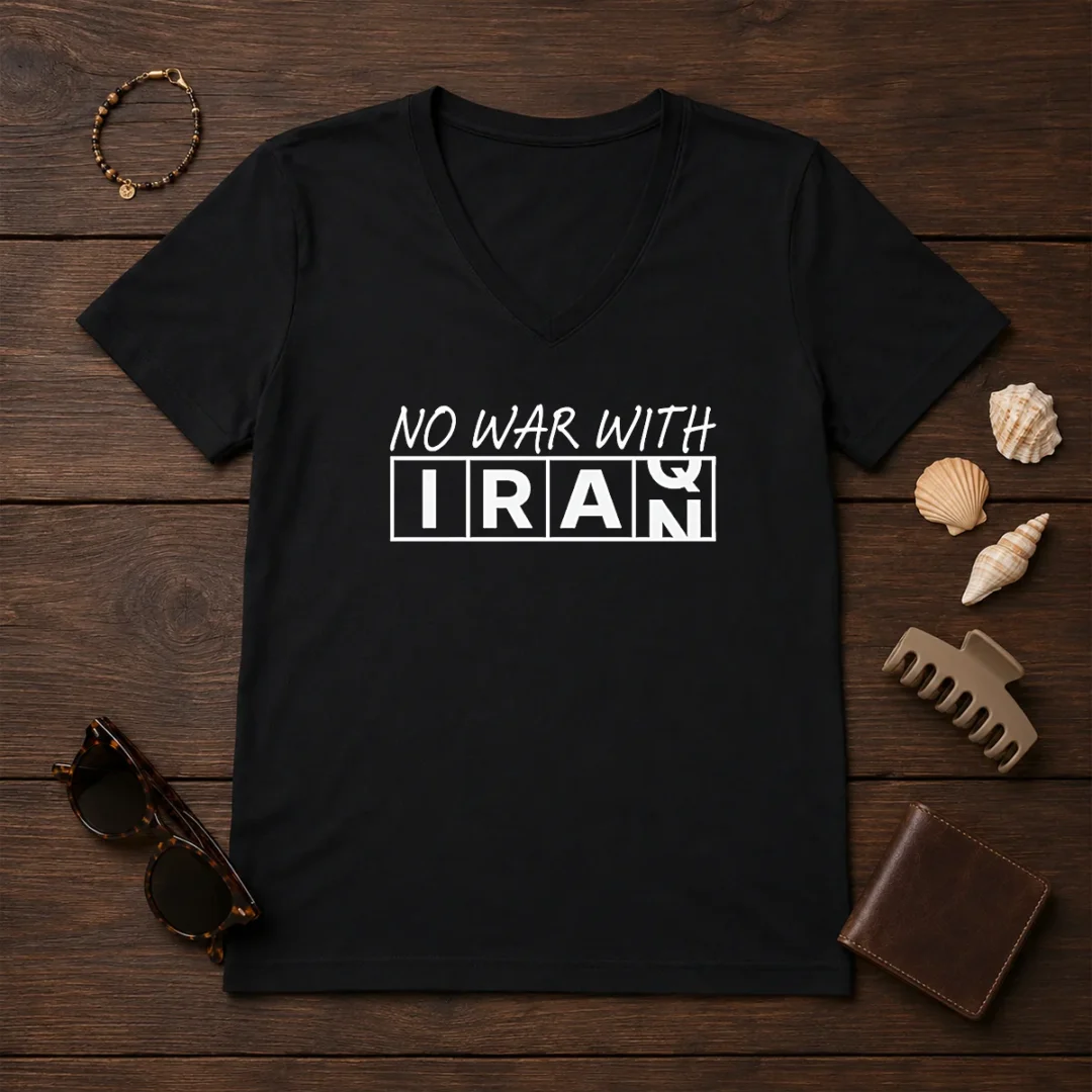 pretty-no-war-with-iran-political-protest-anti-war-v-neck-shirt Pretty No War With Iran Political Protest Anti War V-Neck Shirt