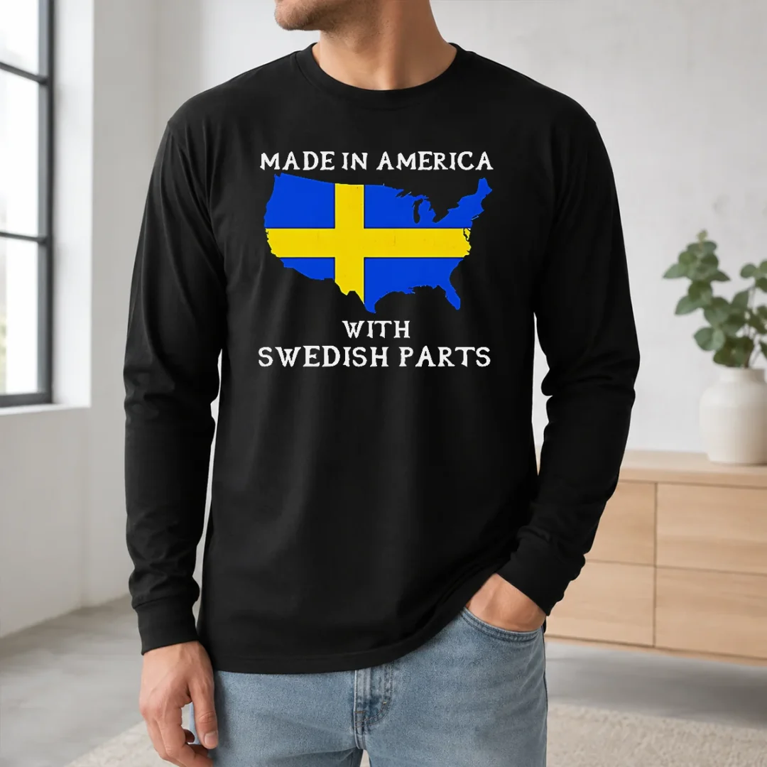 Pretty Official Made In America With Swedish Parts Map Of United States Flag Long Sleeve Shirt Pretty Official Made In America With Swedish Parts Map Of United States Flag Long Sleeve Shirt