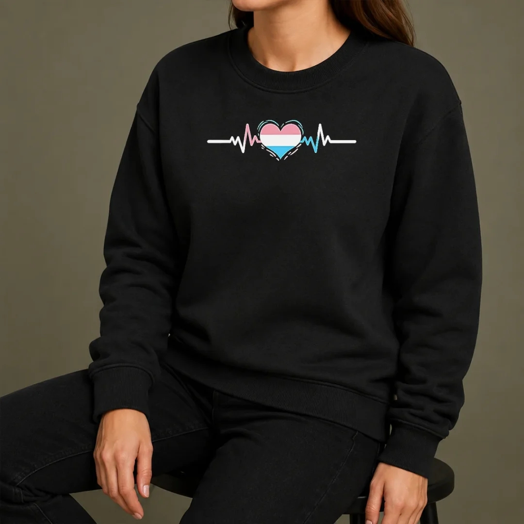 Pretty Premium Transgender Pride Flag Heart Heartbeat Line Sweater Pretty Premium Transgender Pride Flag Heart Heartbeat Line Sweater