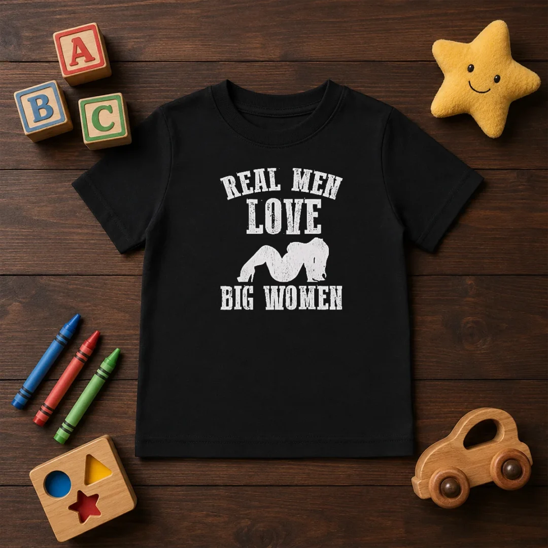 pretty-real-men-love-big-women-distressed-slogan-kids-t-shirt-2 Pretty Real Men Love Big Women Distressed Slogan Kids T-Shirt