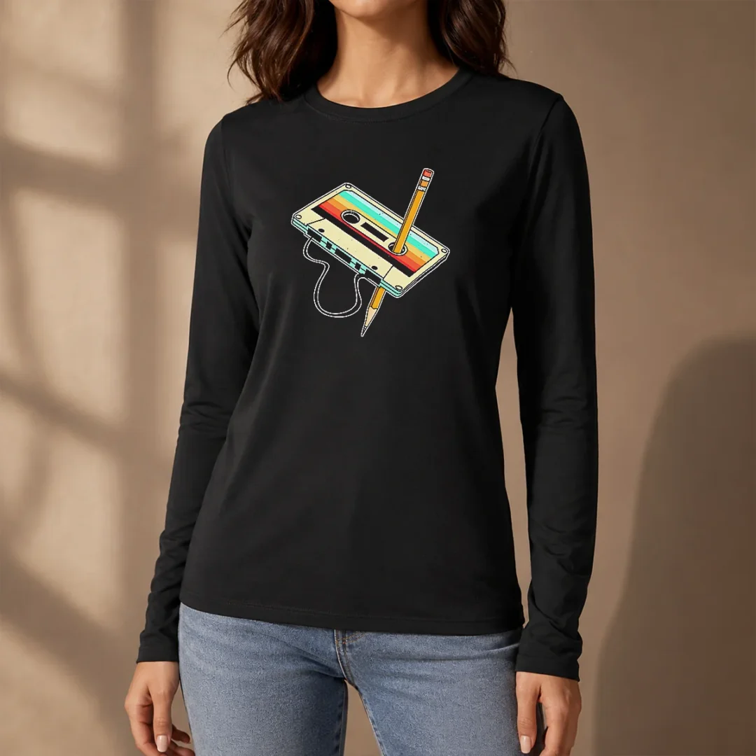 pretty-retro-cassette-tape-with-pencil-90s-nostalgia-long-sleeve-shirt Pretty Retro Cassette Tape With Pencil 90s Nostalgia Long Sleeve Shirt