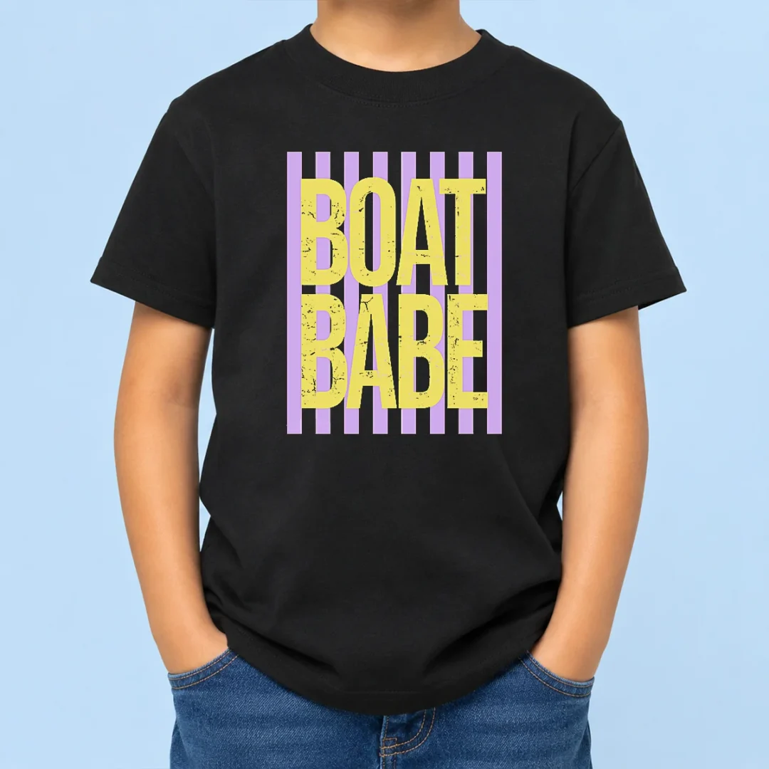 pretty-retro-stripes-sunshine-boat-babe-kids-t-shirt Pretty Retro Stripes Sunshine Boat Babe Kids T-Shirt
