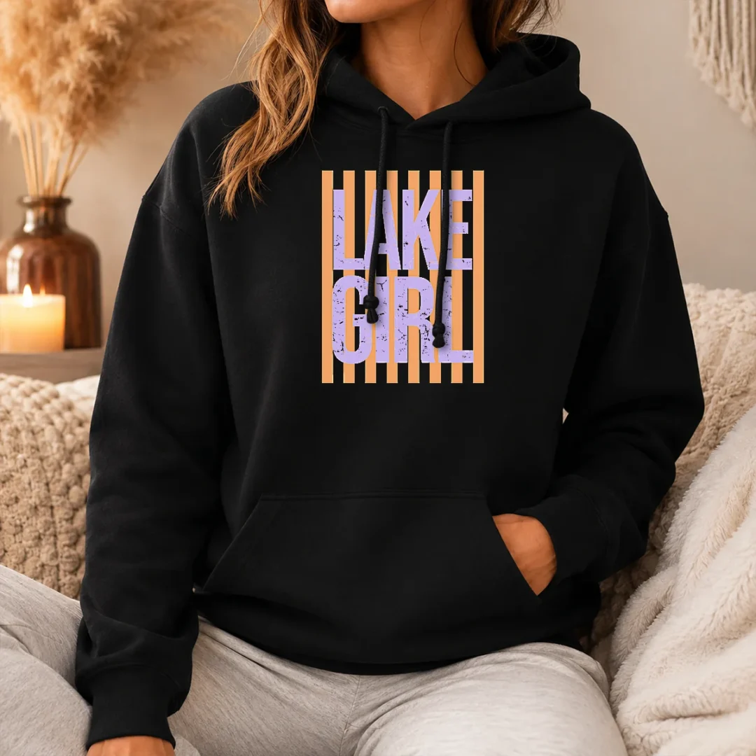 Pretty Retro Stripes Sunshine Lake Girl Hoodie Pretty Retro Stripes Sunshine Lake Girl Hoodie