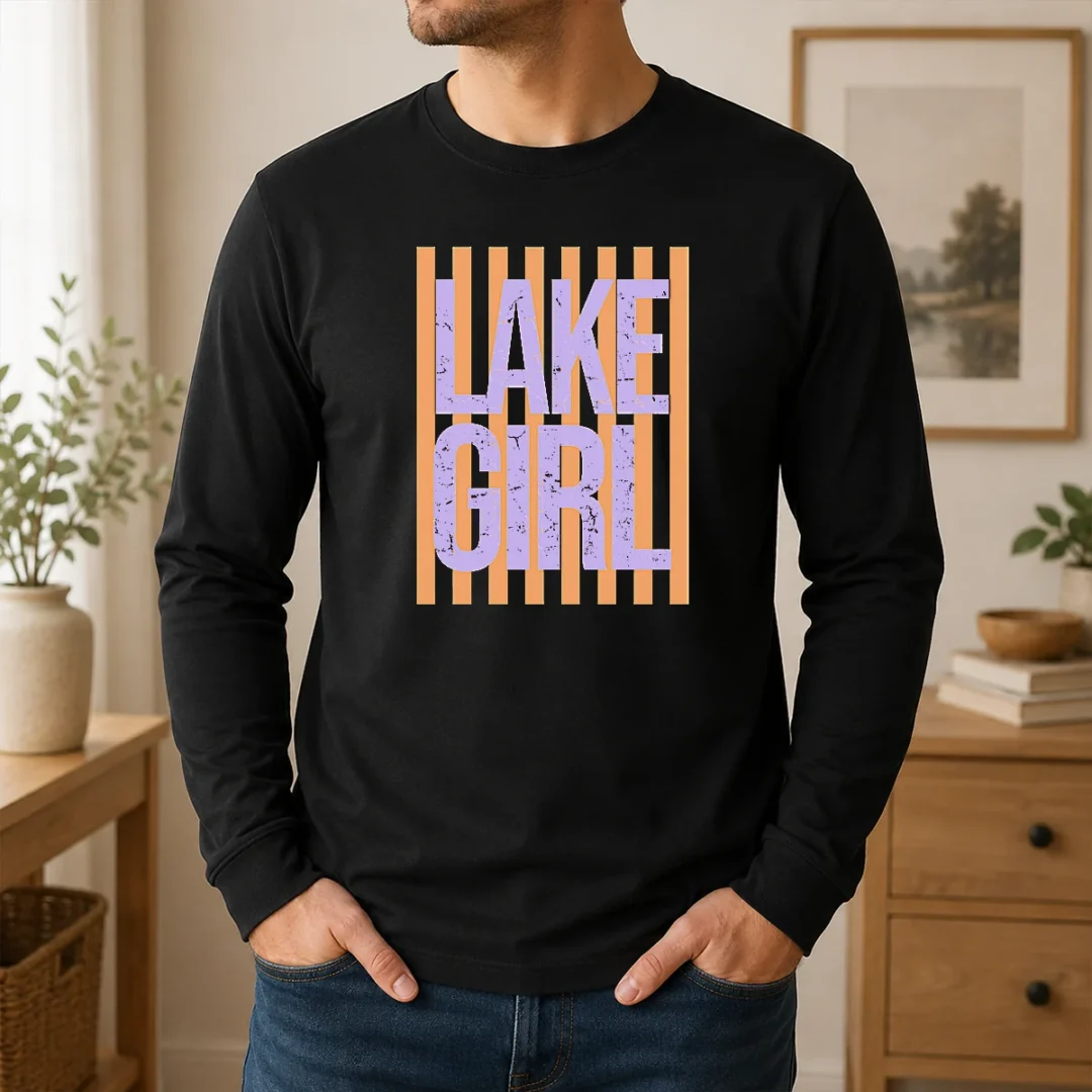 Pretty Retro Stripes Sunshine Lake Girl Long Sleeve Shirt Pretty Retro Stripes Sunshine Lake Girl Long Sleeve Shirt