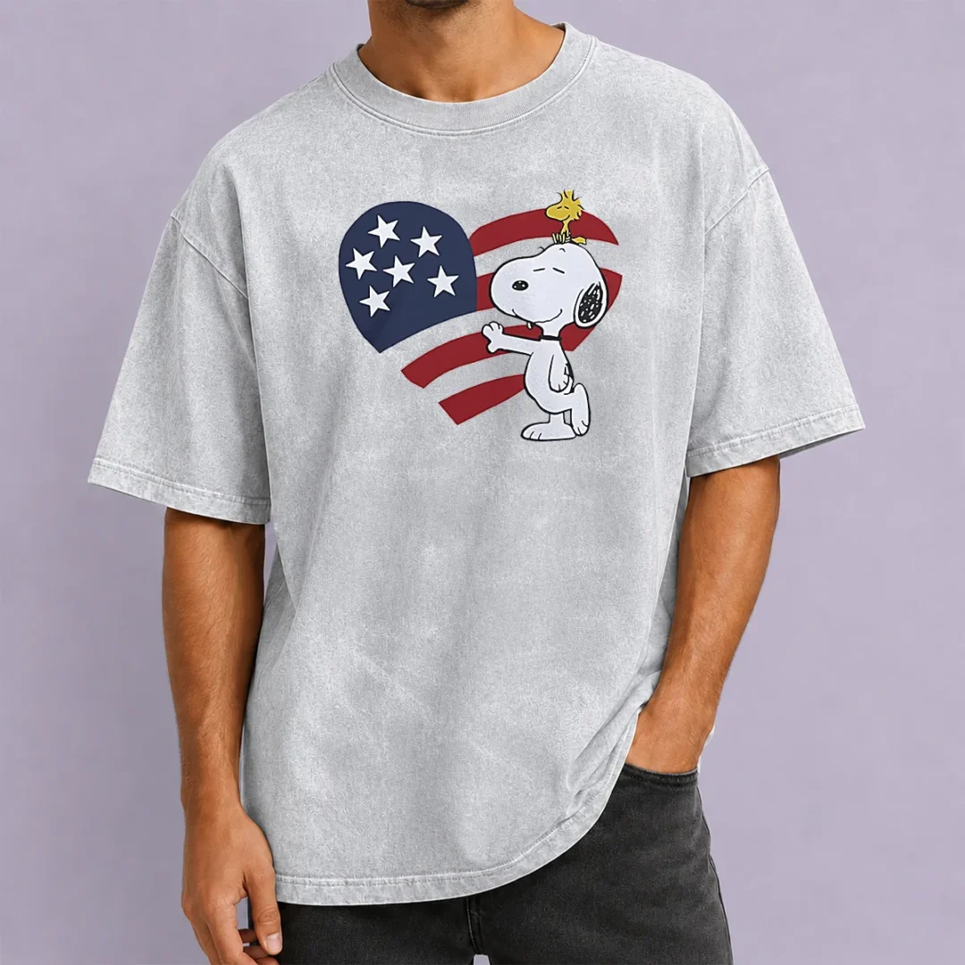 pretty-snoopy-and-woodstock-american-flag-heart-washed-t-shirt-1 Pretty Snoopy And Woodstock American Flag Heart Washed T-Shirt