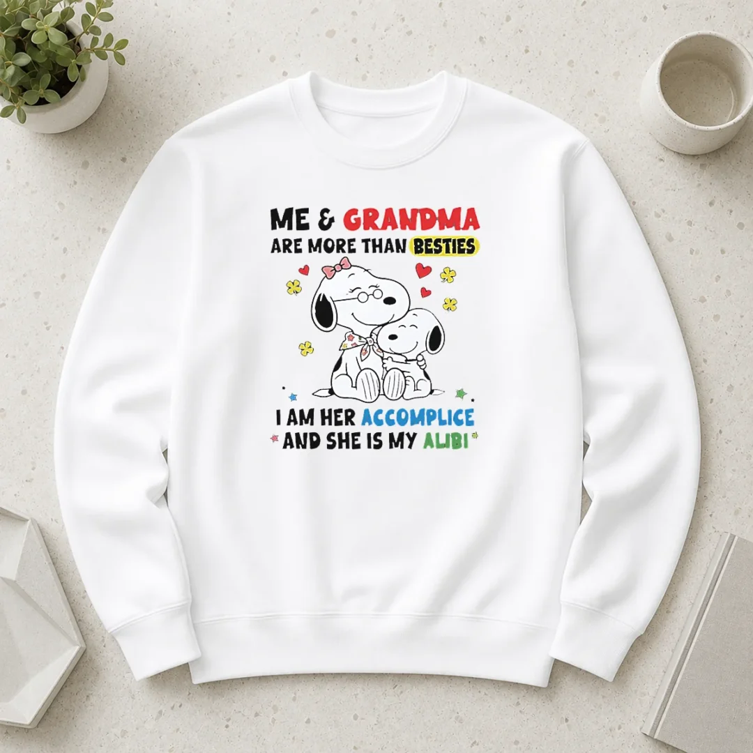 pretty-snoopy-grandma-me-and-are-more-than-besties-i-am-her-accomplice-she-is-my-alibi-sweater Pretty Snoopy Grandma Me And Are More Than Besties I Am Her Accomplice She Is My Alibi Sweater