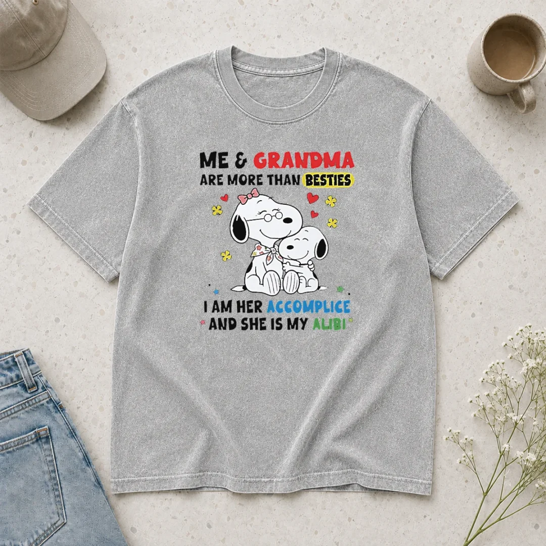 pretty-snoopy-grandma-me-and-are-more-than-besties-i-am-her-accomplice-she-is-my-alibi-washed-t-shirt Pretty Snoopy Grandma Me And Are More Than Besties I Am Her Accomplice She Is My Alibi Washed T-Shirt