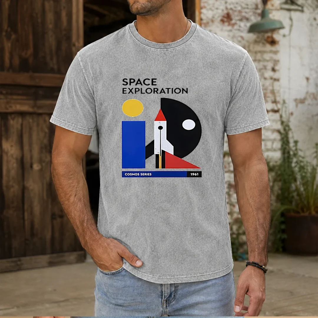 pretty-space-exploration-cosmos-series-1961-retro-poster-washed-t-shirt Pretty Space Exploration Cosmos Series 1961 Retro Poster Washed T Shirt featuring vintage space graphic on soft washed fabric