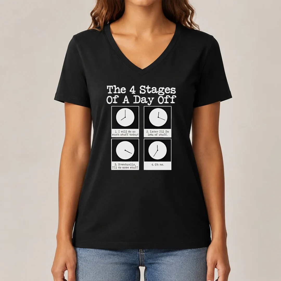 pretty-the-4-stages-of-a-day-off-v-neck-shirt Pretty The 4 Stages Of A Day Off V Neck Shirt in soft cotton fabric with relaxed fit