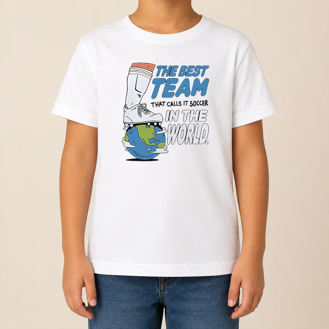 Pretty The Best Team That Calls It Soccer In The World Kids T Shirt Pretty The Best Team That Calls It Soccer In The World kids t shirt in bright colors with bold text design