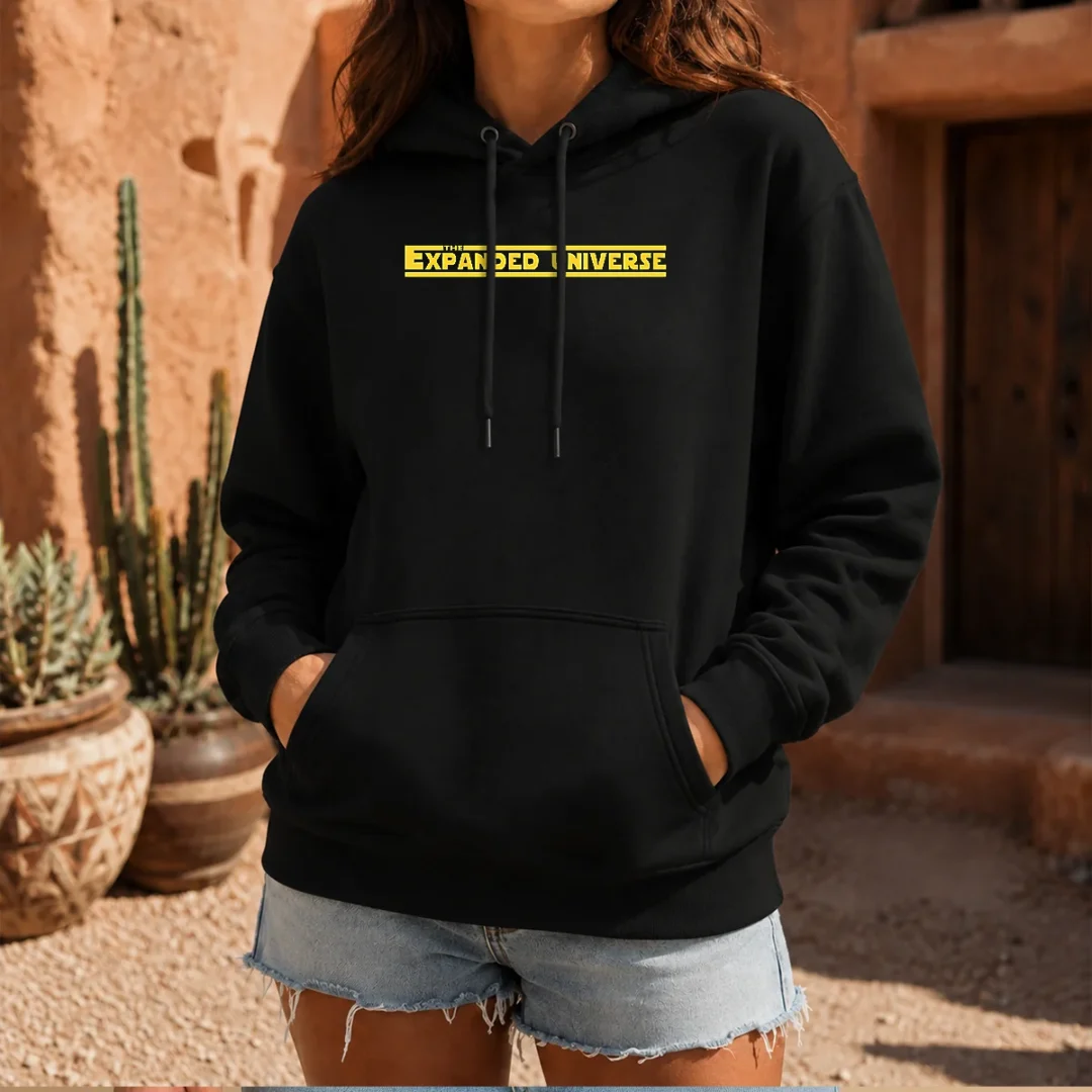 pretty-the-expanded-universe-star-wars-legends-hoodie Pretty The Expanded Universe Star Wars Legends Hoodie in black with front graphic print and adjustable drawstring hood