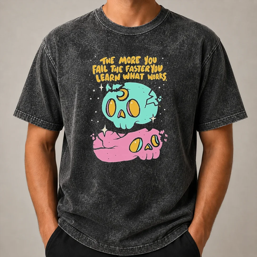 Pretty The More You Fail The Faster You Learn What Works Washed T Shirt Pretty The More You Fail The Faster You Learn What Works washed t shirt in light fabric with casual fit