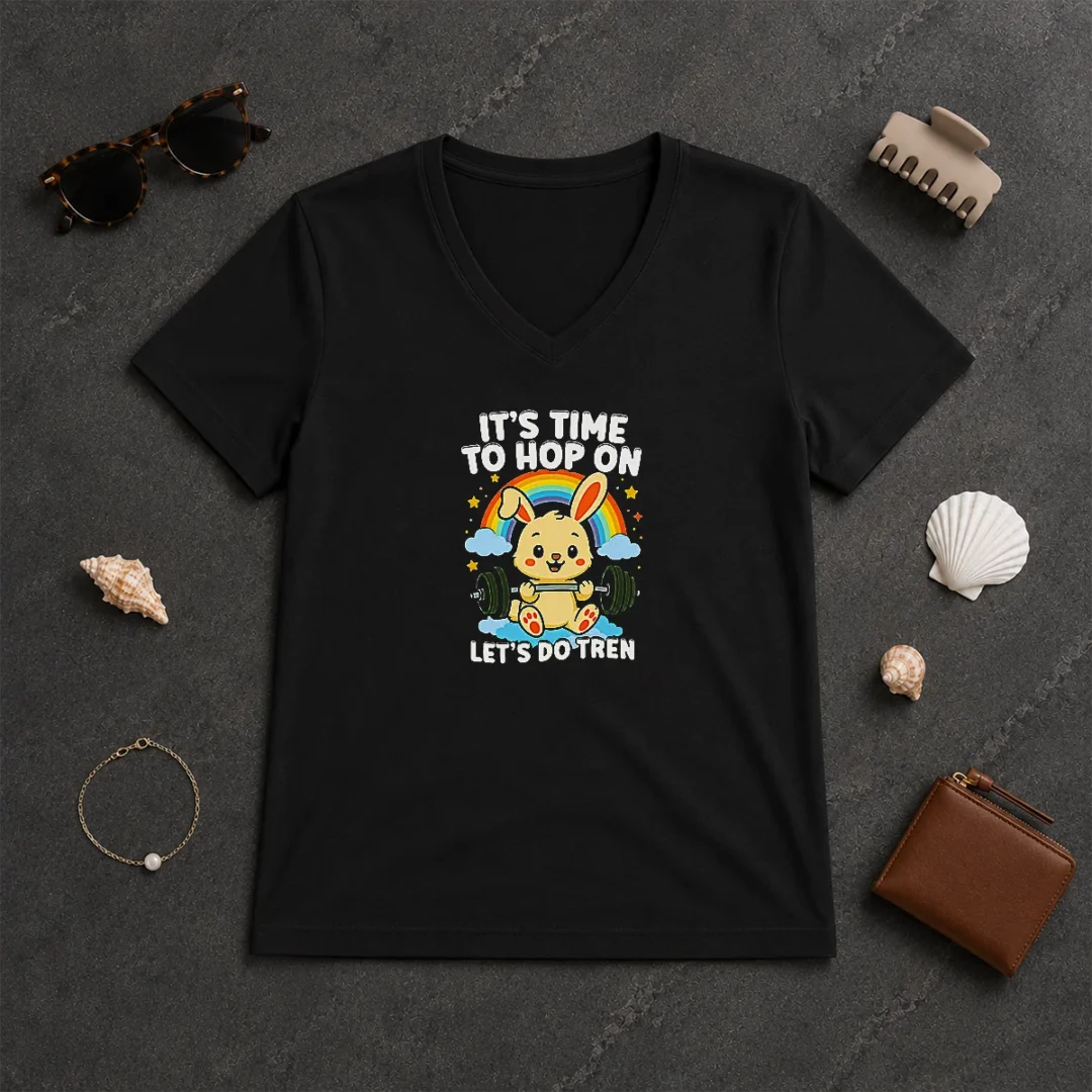 Pretty Time To Hop On V Neck Shirt Pretty Time To Hop On V-Neck Shirt
