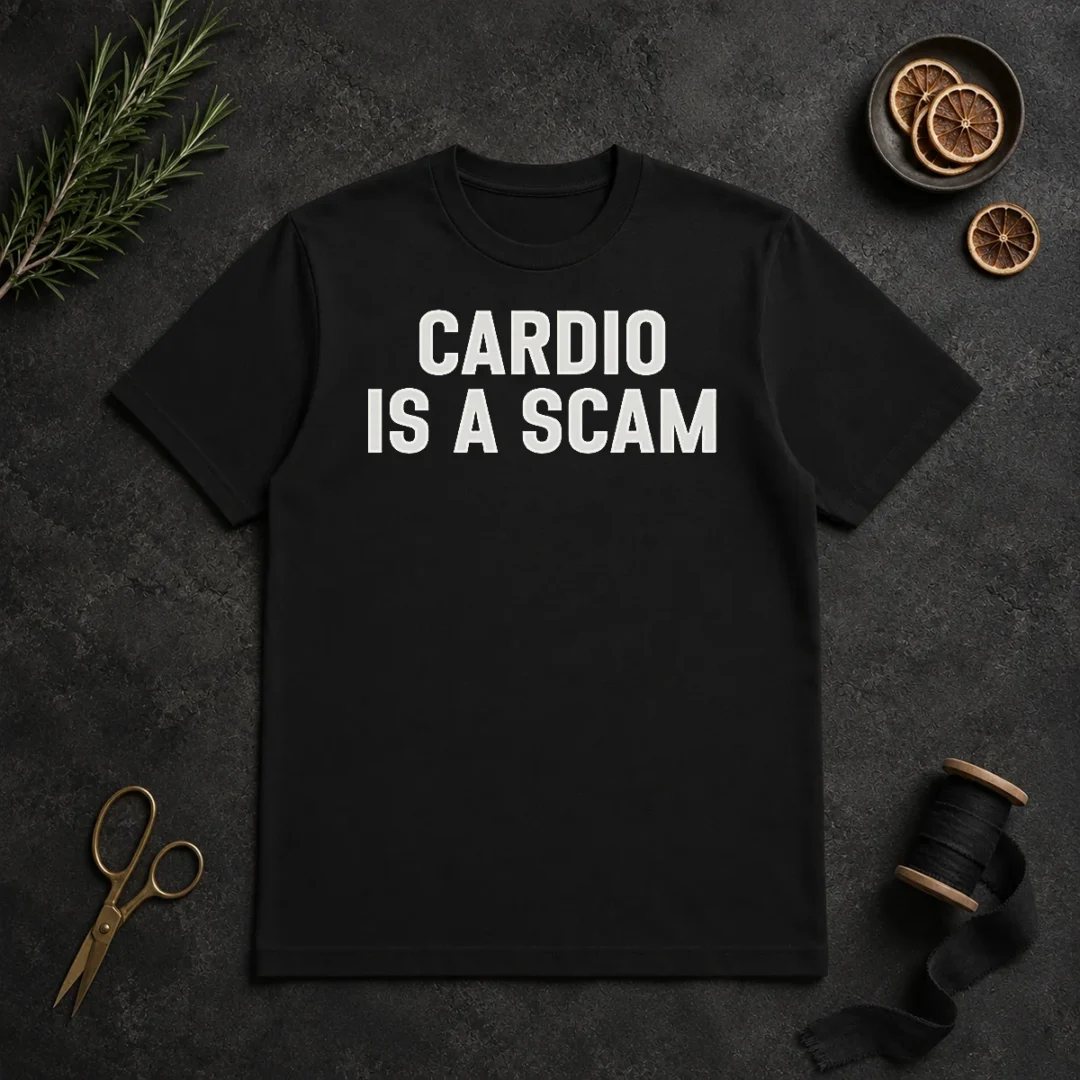 Pretty Top Cardio Is A Scam T Shirt Pretty Top Cardio Is A Scam t shirt in classic fit with bold text design on front