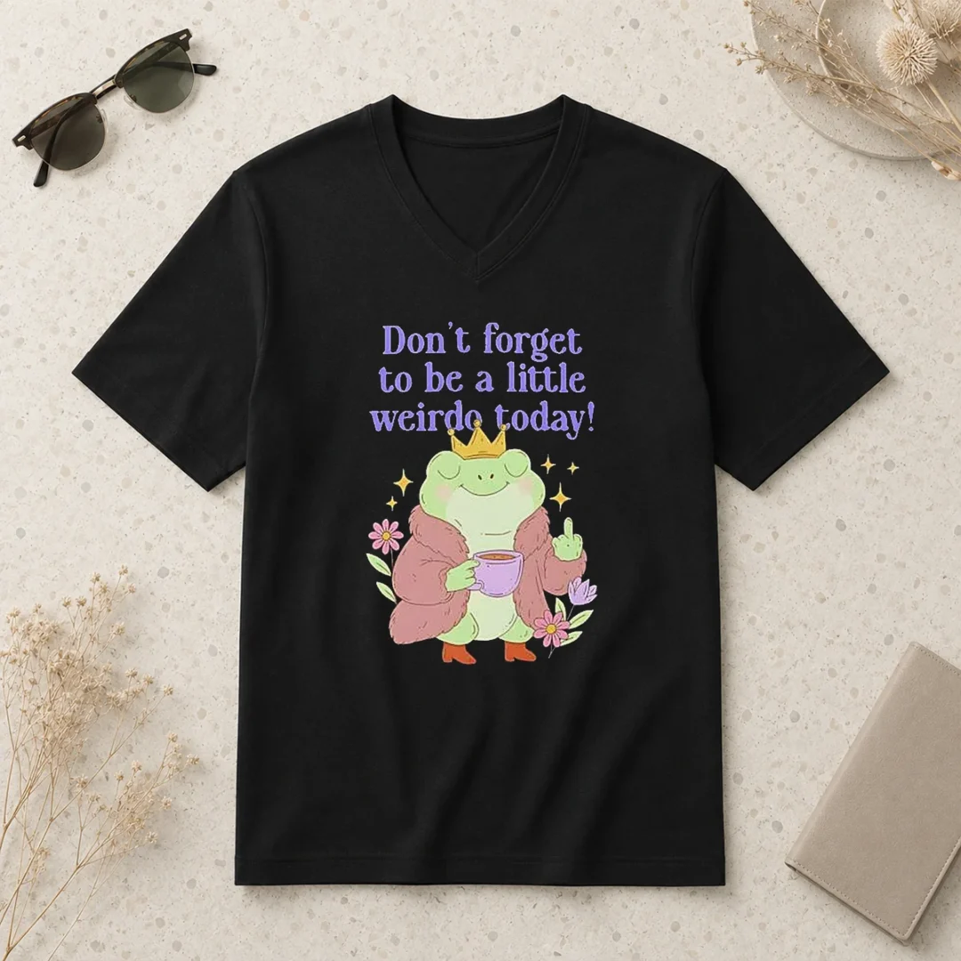 pretty-top-dont-forget-to-be-a-little-weirdo-today-frog-v-neck-shirt Pretty Top Dont Forget To Be A Little Weirdo Today Frog V-Neck Shirt