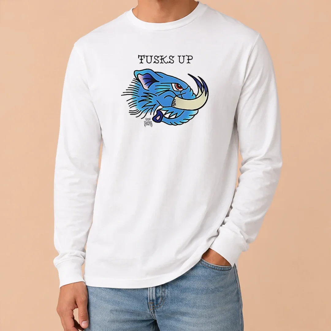 Pretty Tusks Up Blue Boar Head By Ghou Viscera Long Sleeve Shirt Pretty Tusks Up Blue Boar Head By Ghou Viscera Long Sleeve Shirt