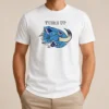 Pretty Tusks Up Blue Boar Head By Ghou Viscera t shirt front view in blue with detailed boar head graphic