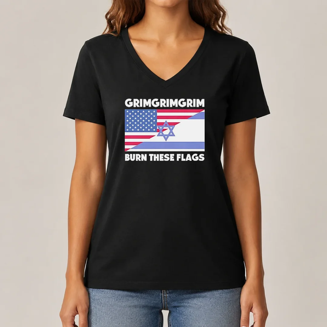 pretty-united-states-israel-flag-grimgrimgrim-burn-these-flags-v-neck-shirt Pretty United States Israel Flag Grimgrimgrim Burn These Flags V-Neck Shirt