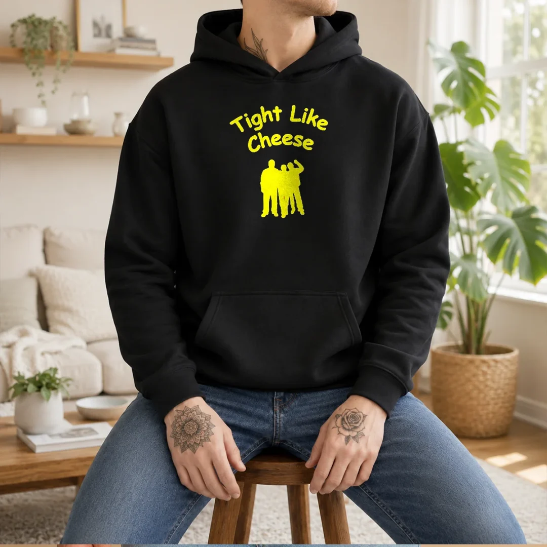 pretty-workaholics-anders-blake-adam-tight-like-cheese-friendship-crew-hoodie Pretty Workaholics Anders Blake Adam Tight Like Cheese Friendship Crew Hoodie in charcoal gray with front pocket and drawstring hood